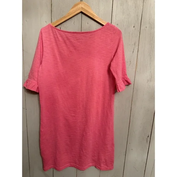 Lilly Pulitzer Somerset T-Shirt M Dress Ruffle Sleeves Passion Pink - Picture 6 of 8